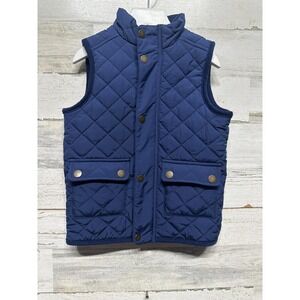 Class Club Quilted Vest Boys 4/5 Navy Blue Fleece Lined Full Zip‎ EUC